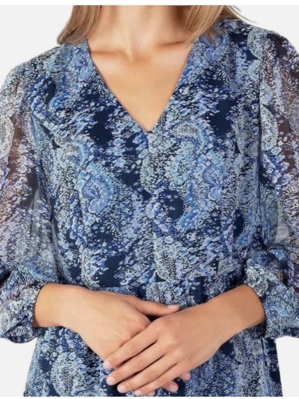 Joie Blue and White Paisley Print Dress - Picture 3 of 10